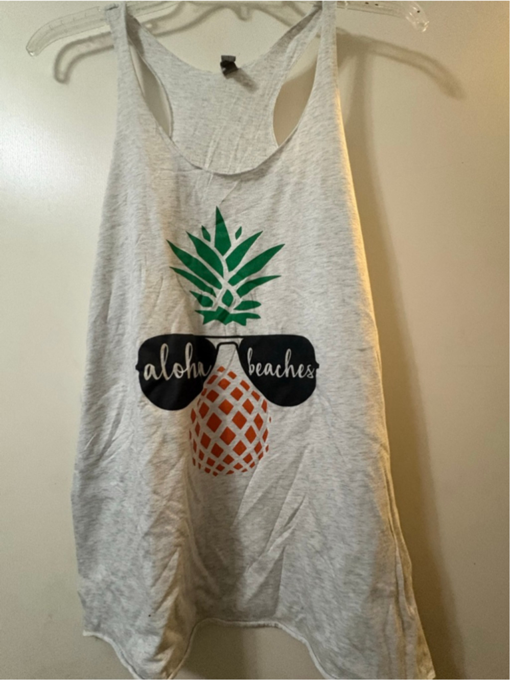 Women's Next Level Apparel Gray Pineapple Aloha Beaches Tank Top L
